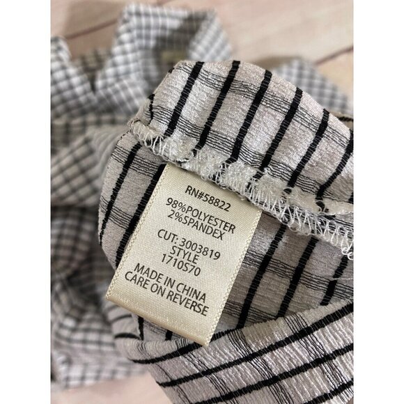 Max Studio Women's Black And White Plaid Half Puff Sleeve Blouse - Large - Picture 11 of 12
